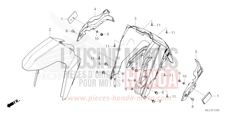 FRONT FENDER for Transalp 750 ROSS WHITE (NH196) from 2023